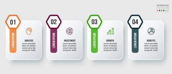 Plantilla Infográfica Concepto Negocio Con Paso — Archivo Imágenes Vectoriales