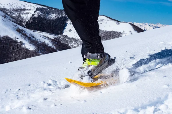 Snowshoeing Scene Italian Alps — Stock Photo, Image