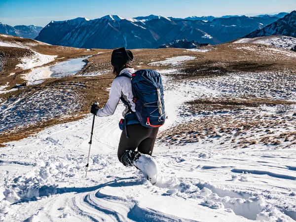 Trekking Szene Den Italienischen Alpen Comer See — Stockfoto