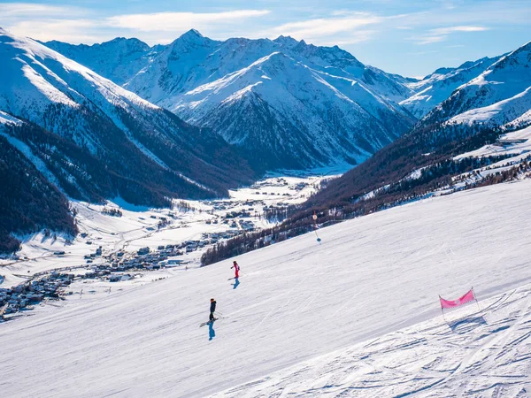 Ski Slopes Livigno Winter Season — Stock Fotó