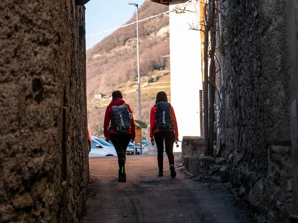 Visitantes Sendero Viandante Lago Como — Foto de Stock