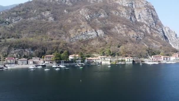 Vista Aérea Bahía Lecco Lago Como — Vídeos de Stock