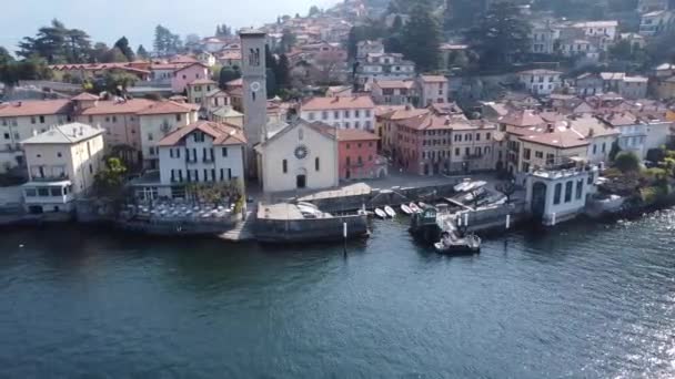 Torno Manzarası Como Gölü Nde Bir Köy — Stok video