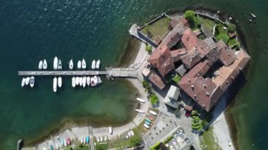 Aerial view of Lierna, a village on Lake Como