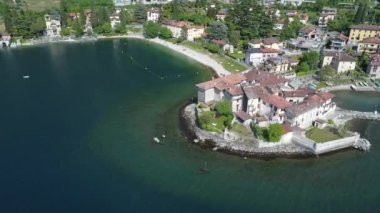 Aerial view of Lierna, a village on Lake Como