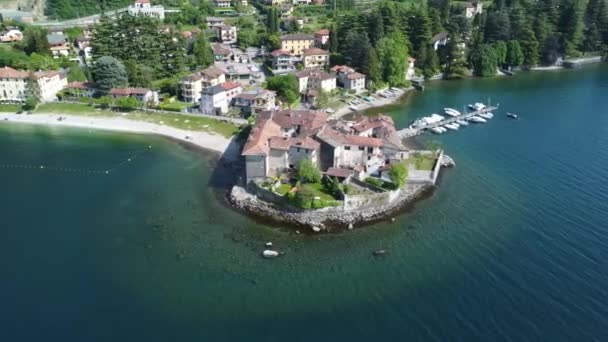 Vista Aérea Lierna Uma Aldeia Lago Como — Vídeo de Stock