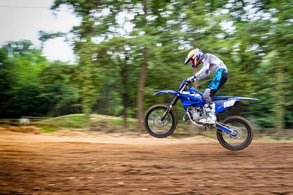 Motocross Jelenet Verseny Közben Pásztázási Technika — Stock Fotó