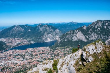 Landscape of Lecco town from Erna peak clipart