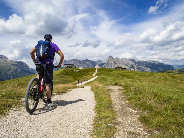 Cycling scene on the dolomites