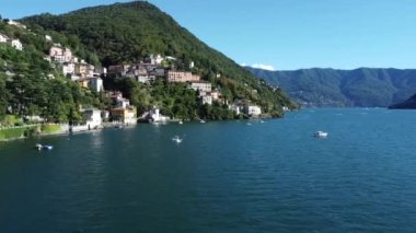 Flight on the village of Nesso on Lake Como