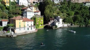 Flight on the village of Nesso on Lake Como