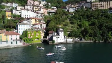 Flight on the village of Nesso on Lake Como