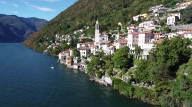Flight on the village of Nesso on Lake Como