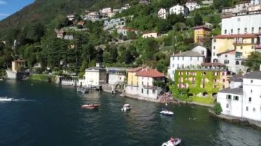 Flight on the village of Nesso on Lake Como