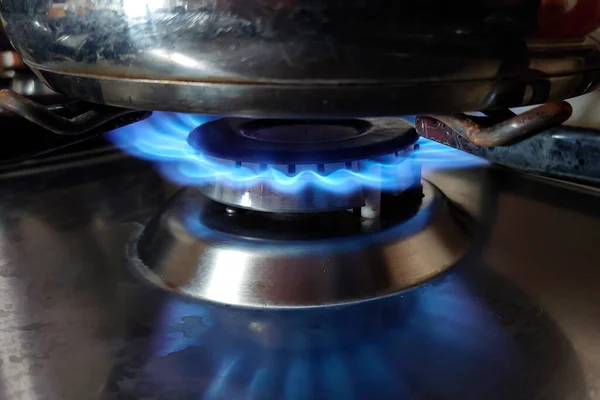 Gas Cooker Close Flame — Stock Photo, Image