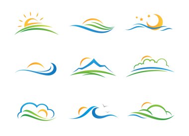 Landscape nature experience and vacation travel agency illustration logotype