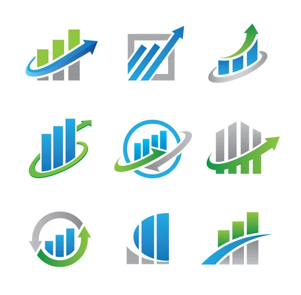 Logo e modello di icona dell'economia azionaria e immobiliare — Vettoriale Stock