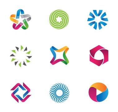 Cool and colorful social circle community loop logotype and icon symbol clipart