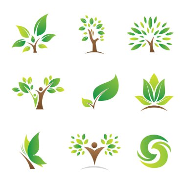 hayat ağacı için yeşil doğanın gelecekteki iş şirket logosu ve simge şablon simgesi