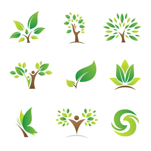 Δέντρο της ζωής για την καταπράσινη φύση μελλοντική επιχειρηματική εταιρεία λογότυπο και εικόνα πρότυπο σύμβολο — Διανυσματικό Αρχείο