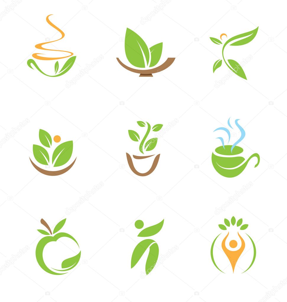 In touch with nature healthy medicine logo and icon