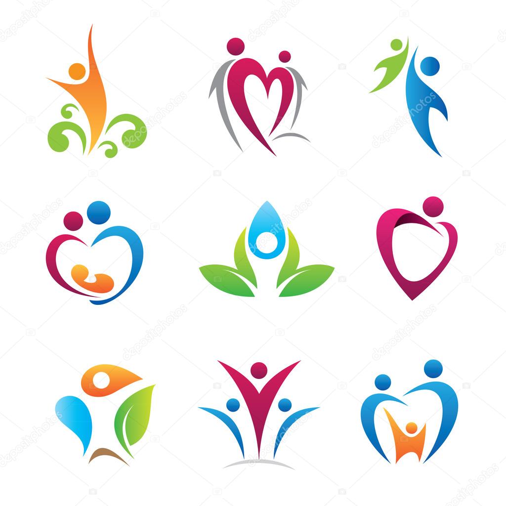 Colorful happy people and love for nature used for decoration and logo template by business company and corporation, social community bound circle