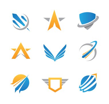 Action force travel community, perfect military spaceship logotype set and icon