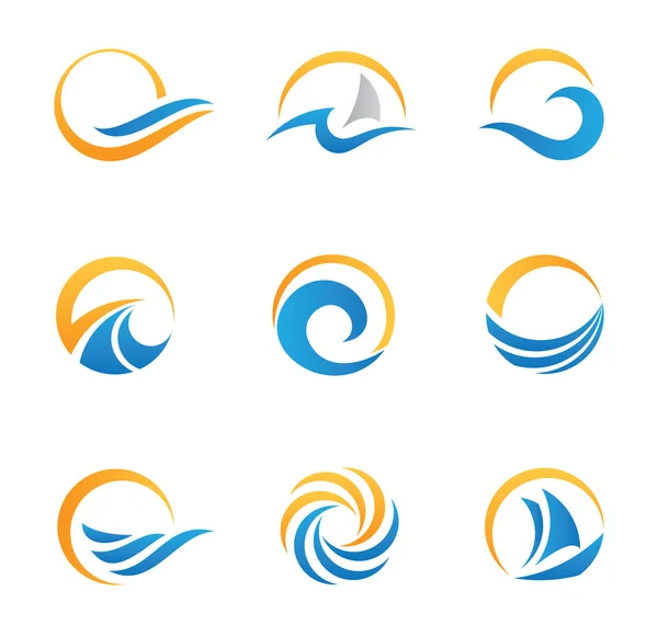 Ήλιος και θάλασσα βασιλικό ταξίδι εμπειρία λογότυπο πρότυπο — Διανυσματικό Αρχείο