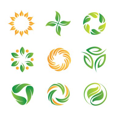 Yeşil doğa döngü logo ve web programlama ve Kraliyet dekorasyon için ayarla simgesini...gökyüzü sınırıdır