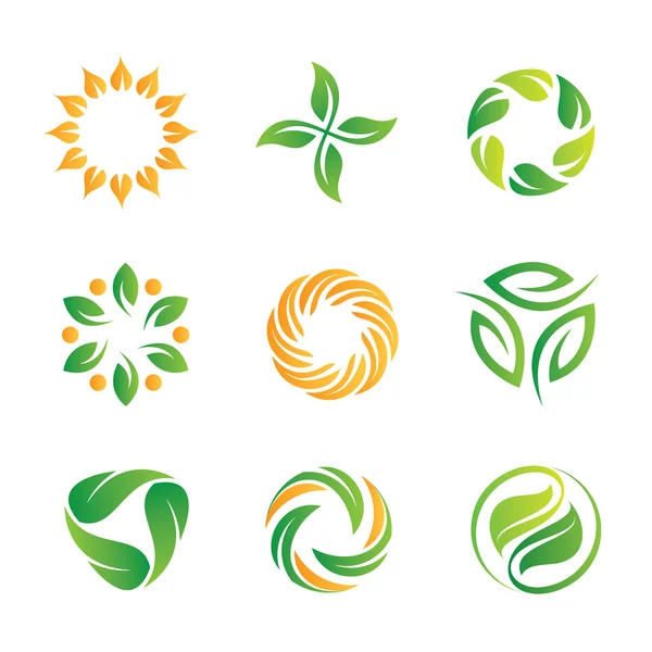 Yeşil doğa döngü logo ve web programlama ve Kraliyet dekorasyon için ayarla simgesini...gökyüzü sınırıdır