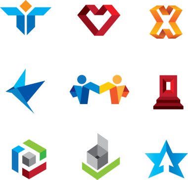 Social community people and creative innovation guru fold logo symbols clipart