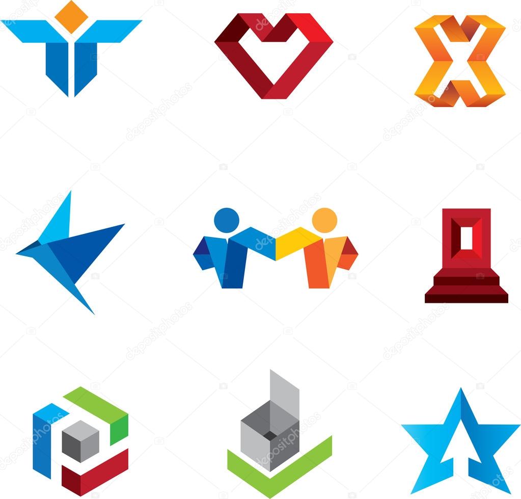 Social community people and creative innovation guru fold logo symbols