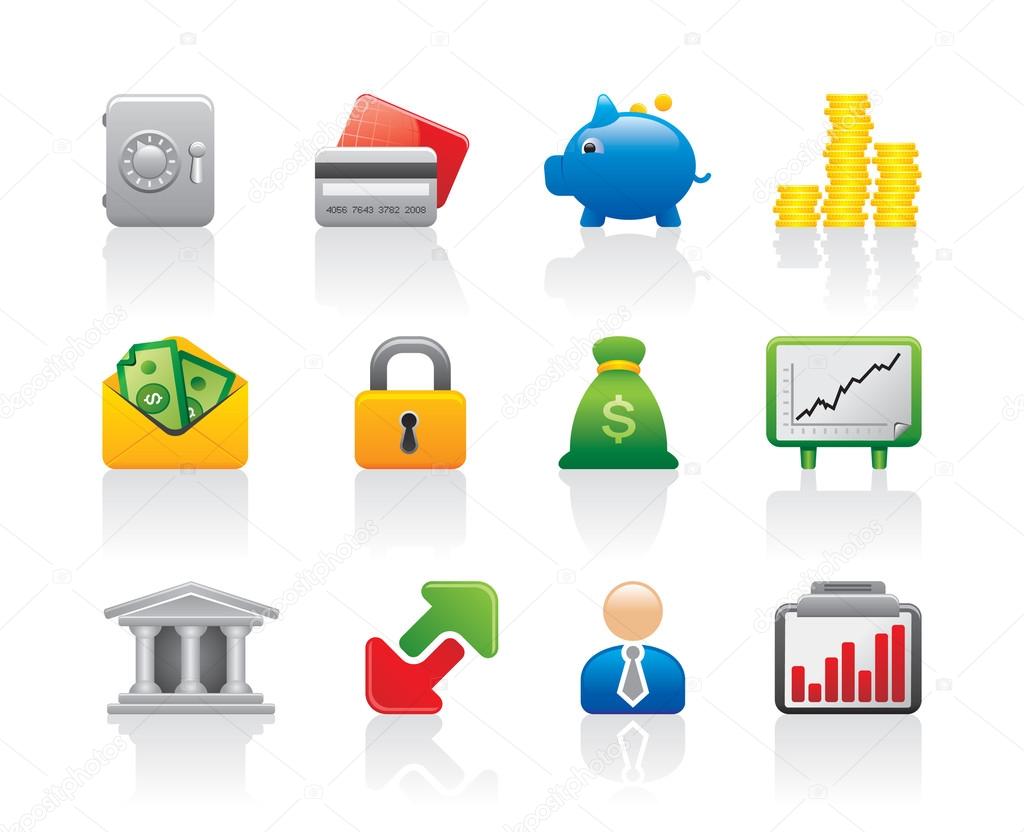 3D Business people work and save bank finance and money logo vector template