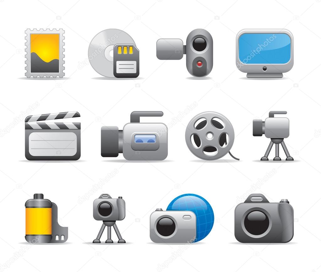 Photo and video icons and movie logo template