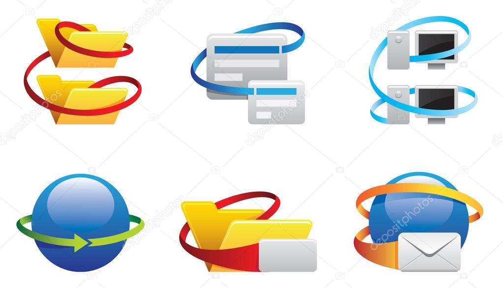 Communication logo and icon set for computer and phone applications