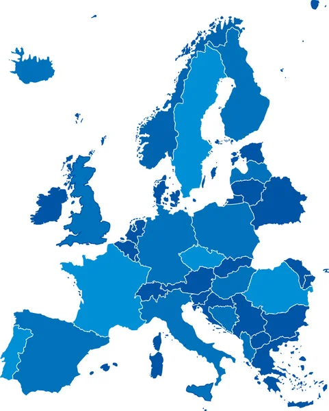 Tarjeta de mapa Europa de cada país vector clip art — Vector de stock