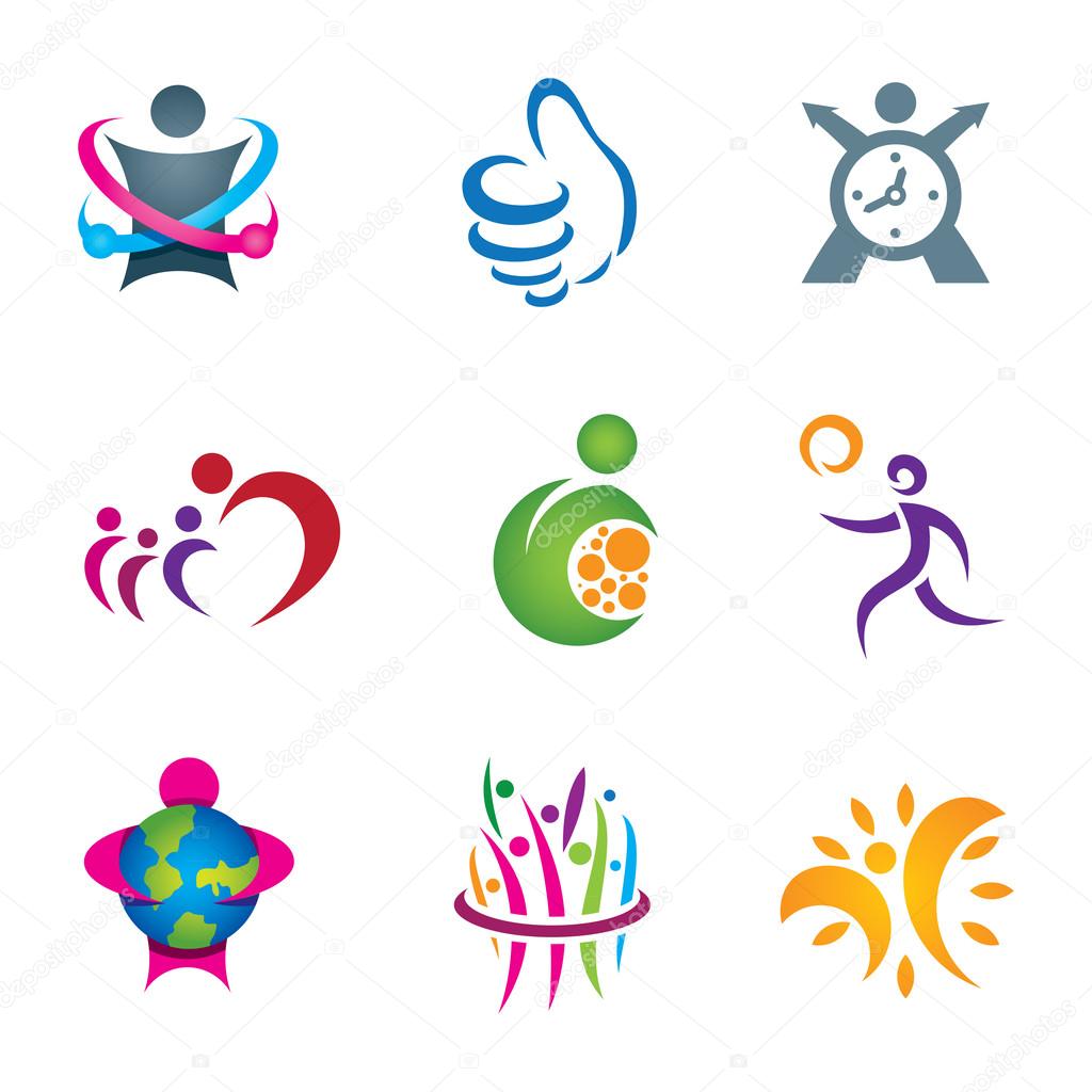 Positive social people exploring and living happy healthy life logo company