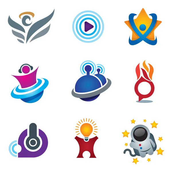 Divertissement et symbole amusant de l'exploration du bonheur étude logo pour les gens créatifs et relaxants — Image vectorielle