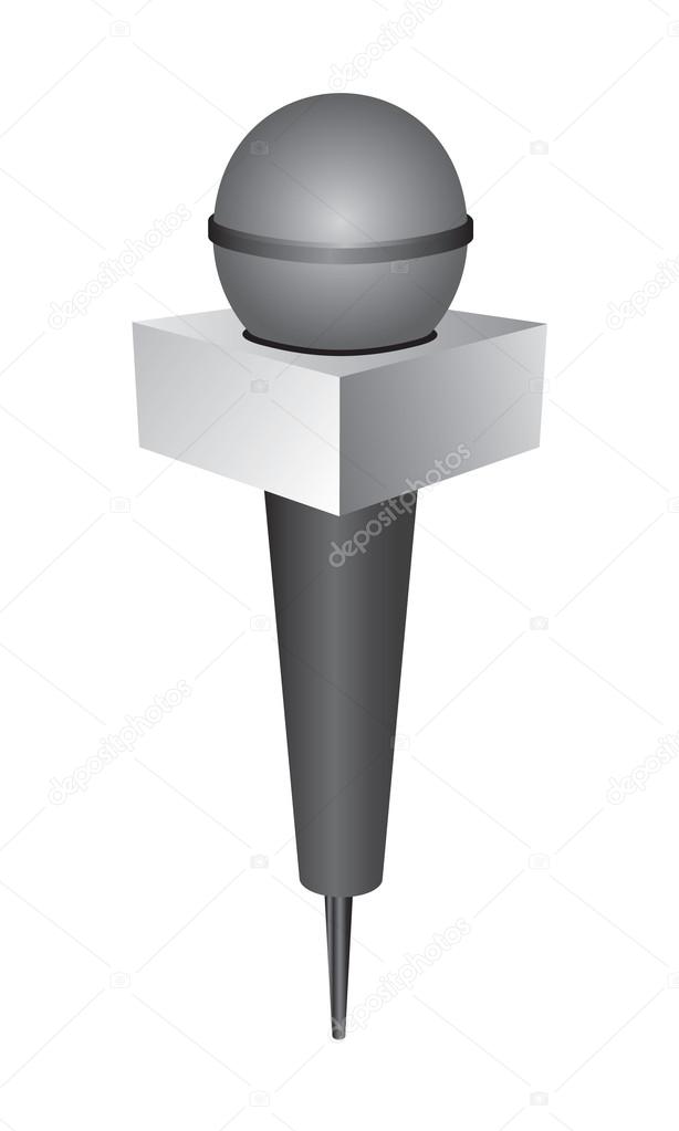 Microphone in 3D professional work logo template news