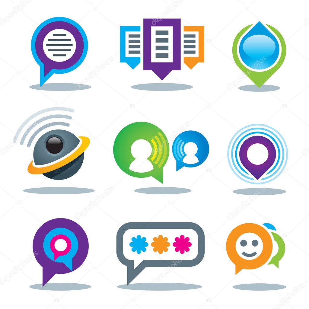 Communication of social people in world logo community media and internet network service logo template