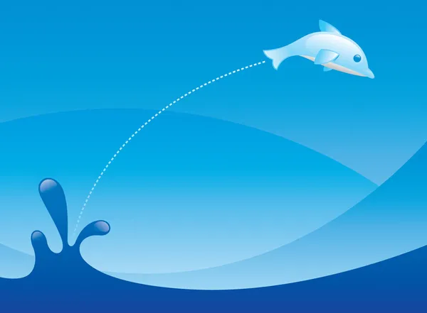 Рыба выпрыгивает из воды синий аквариум рисунок фона — стоковый вектор