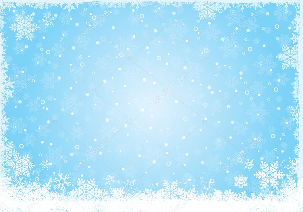 Blauw ijs witte sneeuw vlok achtergrond voor de winter — Stockvector