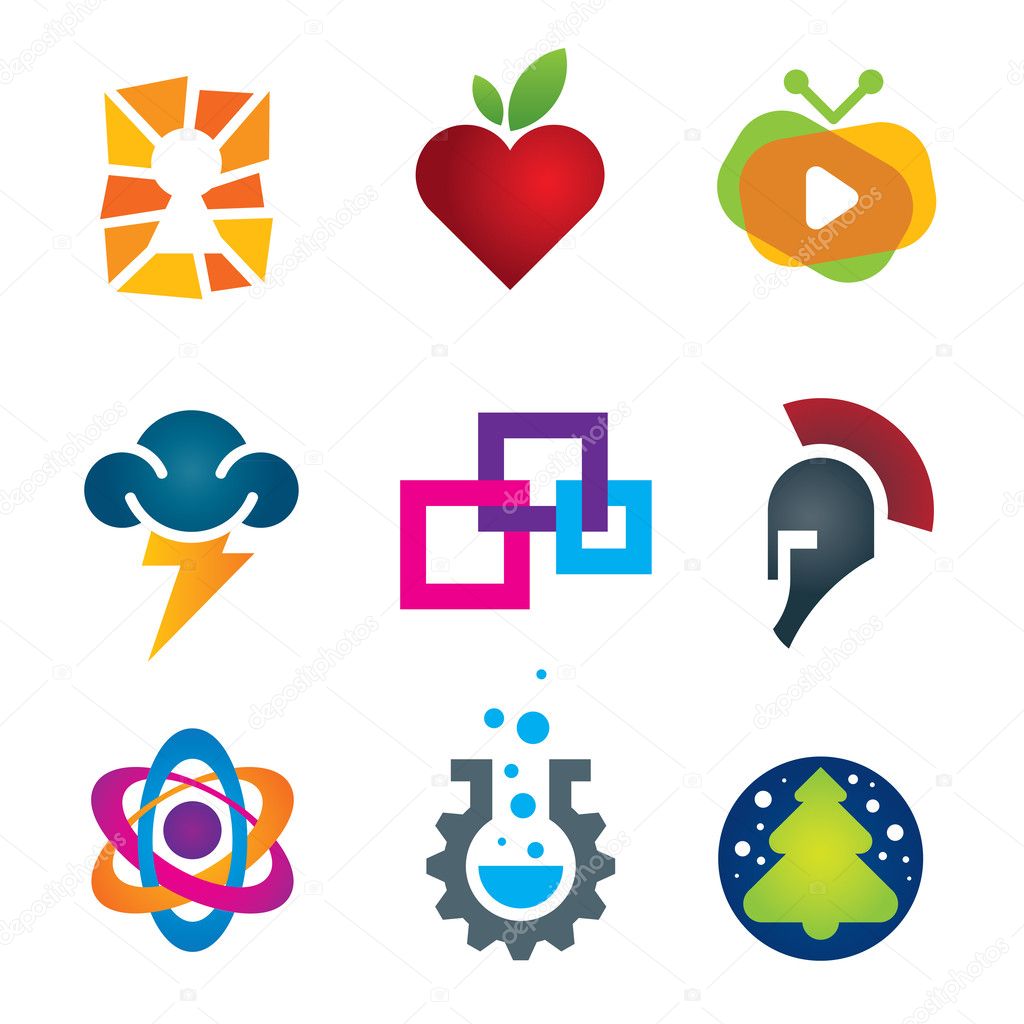Collection of science innovation warrior symbol design logo template