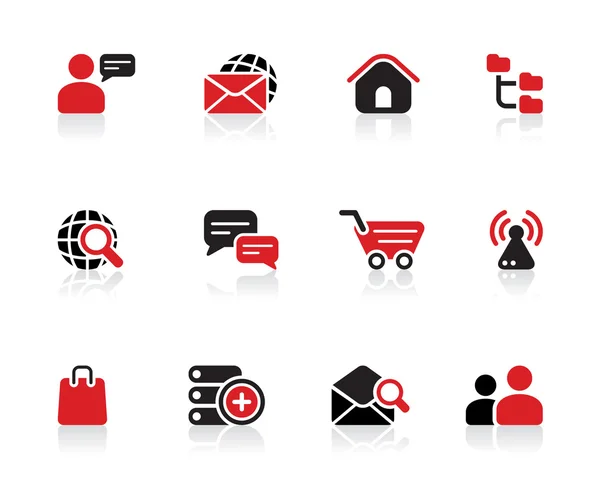 Conjunto de iconos y logotipos de internet negro y rojo para profesionales — Vector de stock