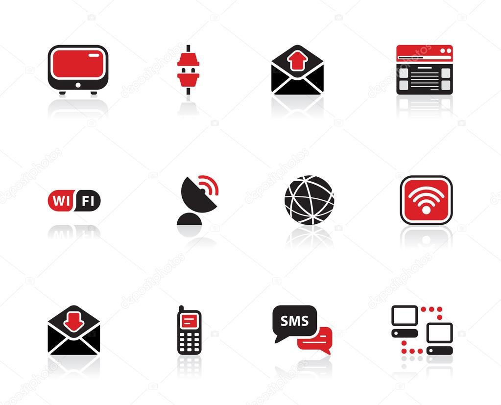 Black and red communication social media community network design icons