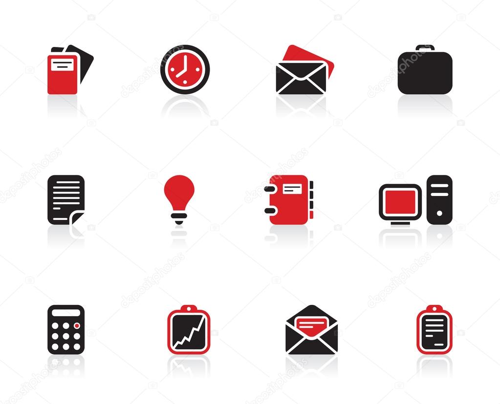 Black and red business office logo and icons design