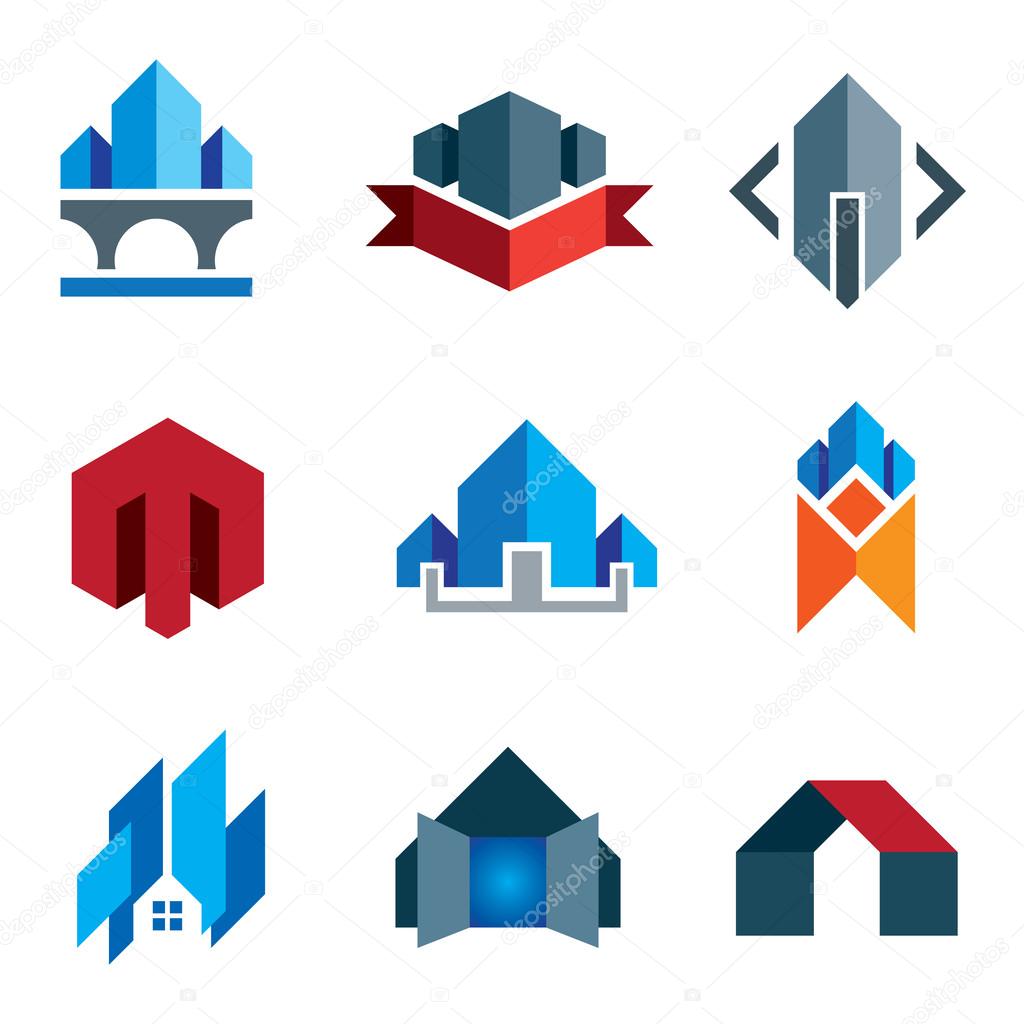 Warm home in small social global community My new age generation - historic virtual building construction architecture company label and creation of 21st century smart house logo or family home icon set