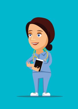 Hemşire & dostu sağlık doktor illüstrasyon stetoskop simgesi