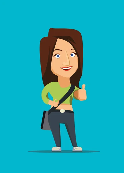 Hermosa chica que muestra el pulgar hacia arriba ilustración vector — Vector de stock