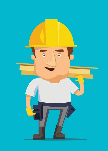 Güçlü inşaat işçisi golding ve inşaat demir çubuk Emlak vektör çizim üzerinde — Stok Vektör